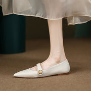 Pointed Toe Beige Flats Womens