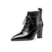 Animal Print Leather Heeled Boots Black