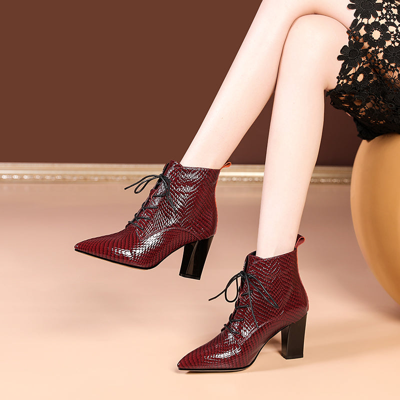 Lace up Burgundy Leather Boots