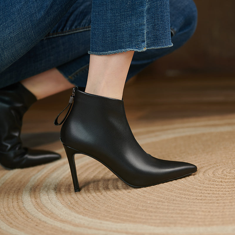 Black Stiletto Ankle Boots for Women - FY Zoe