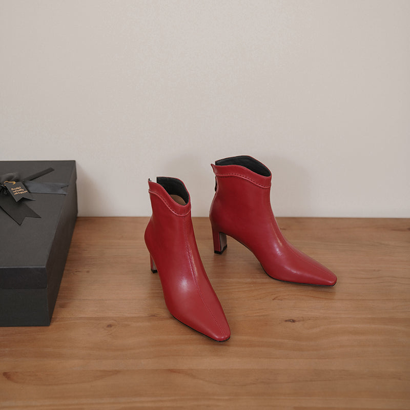 Ingrid Burgundy Ankle Boots with Heels