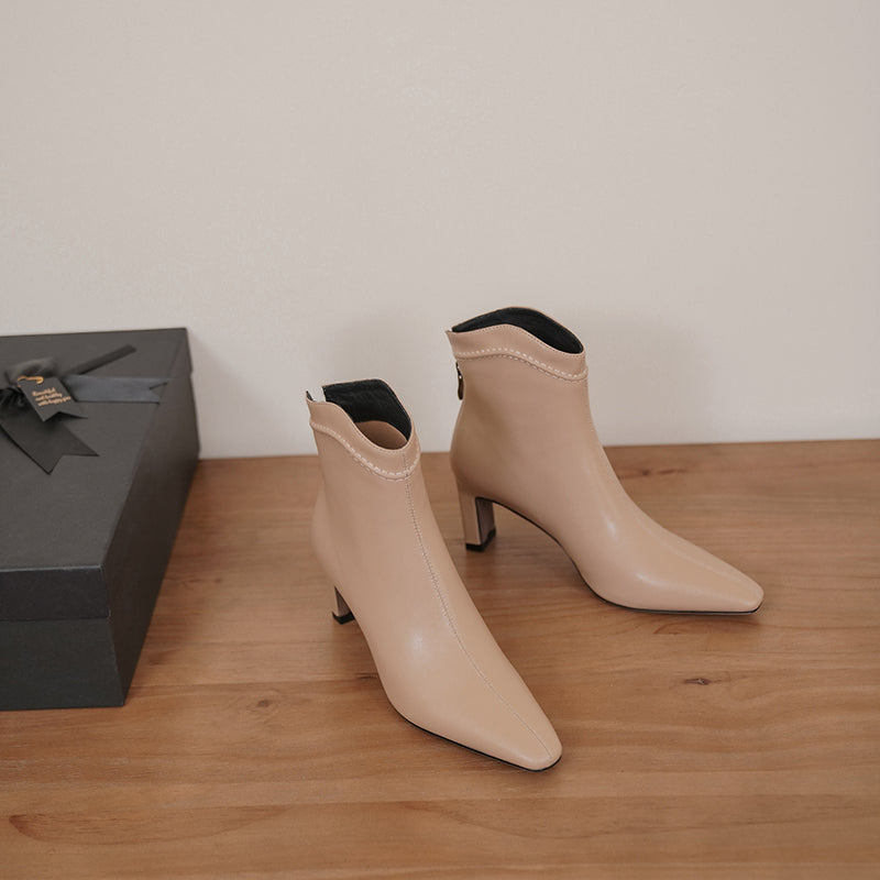 Ingrid Nude Ankle Boots with Heels