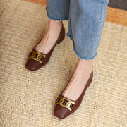 Square Toe Flats with Gold Chain