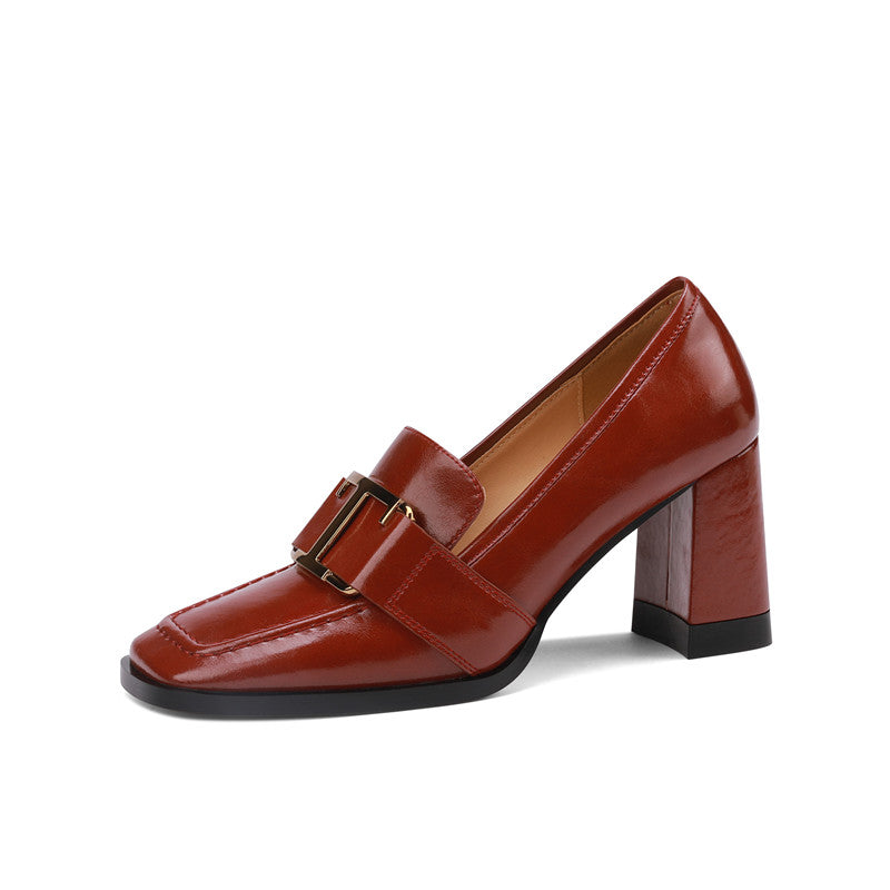 Red Womens Loafers with Heel