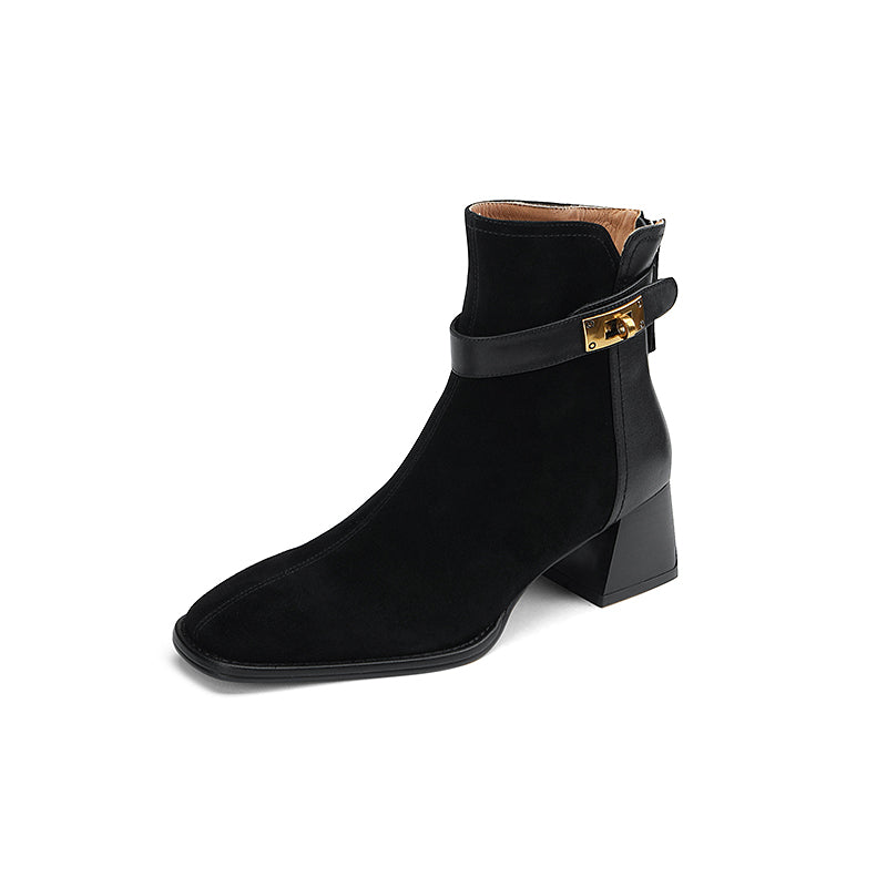 Hawa Patchwork Black Ankle Booties