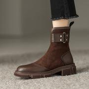 Brown Patchwork Boots Womens