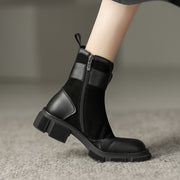 Black Patchwork Boots Womens