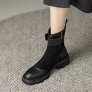 Black Patchwork Boots Womens