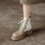 Nude and Beige Patchwork Boots