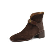 V Cut Ankle Boots Brown