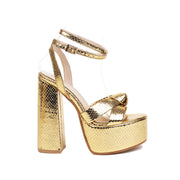 platform gold heels