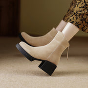 Nude Suede Boots with Wool