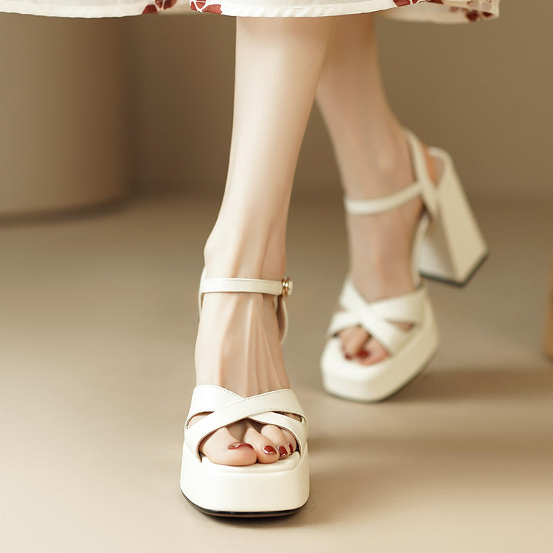 platform white sandals