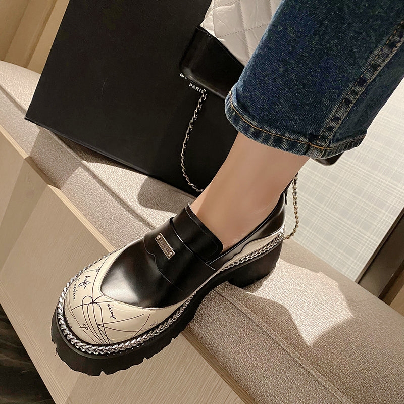 Platform Womens Loafers with Chain
