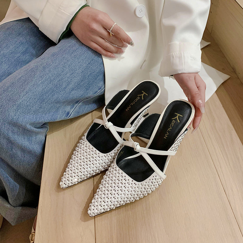 White kitten heel on sale mules