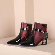 Pointed Toe Burgundy Boots Women