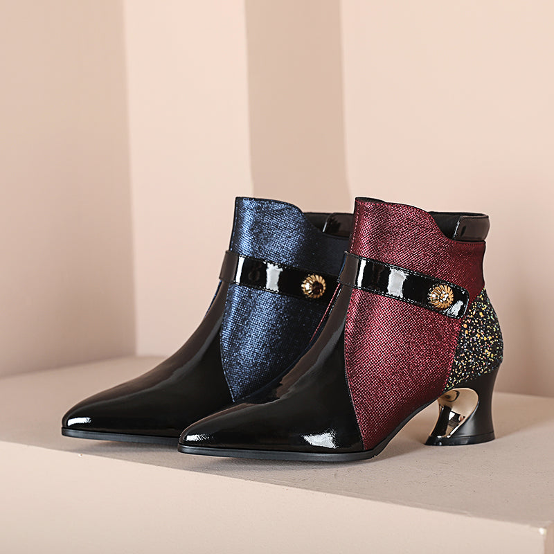 Pointed Toe Burgundy Boots Women