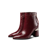 rint Leather Burgundy Boots for Women