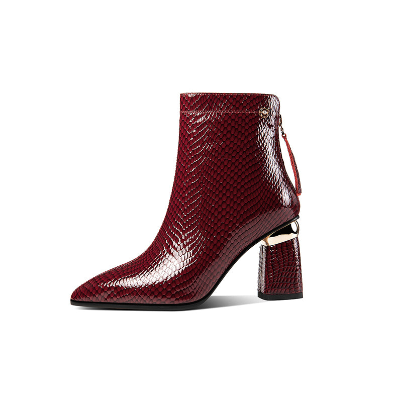 rint Leather Burgundy Boots for Women
