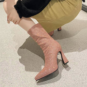 Women's Rhinestone Boots Pink