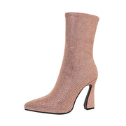 Women's Rhinestone Boots Pink