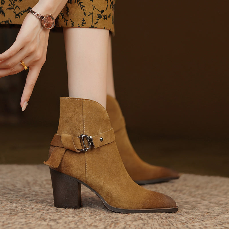Suede Western V Cut Boots