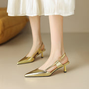 Kitten Heel Gold Slingback heels