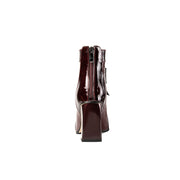Print Leather Burgundy Women's Boots with Bow