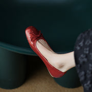 Sequin Ballet Flats with Bow Burgundy