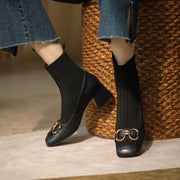 Womens Square Toe Boots Black