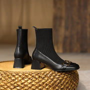 Womens Square Toe Boots Black