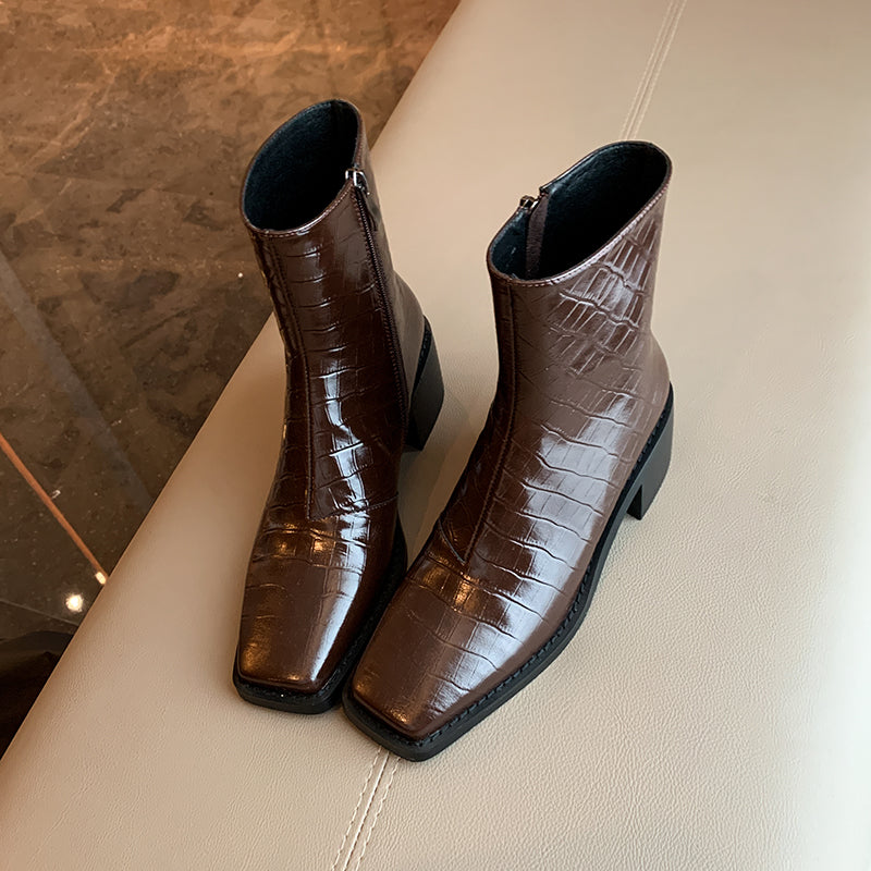 Eyad Brown Crocodile Leather Sock Boots