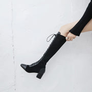 Lace up Black High Knee Boots