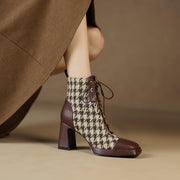 Lace up Womens Plaid Boots