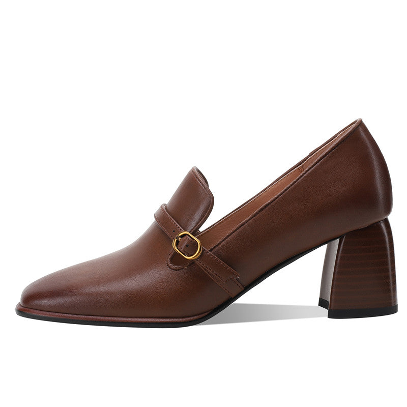 Brown Heeled Loafers for Women