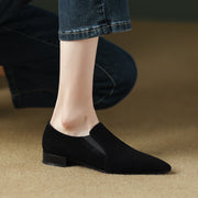 Pointed Toe Black Suede Flats