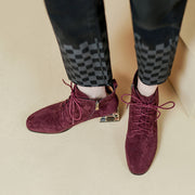 Suede Burgundy Ankle Boots