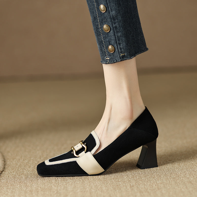 Womens Black Loafer Heels
