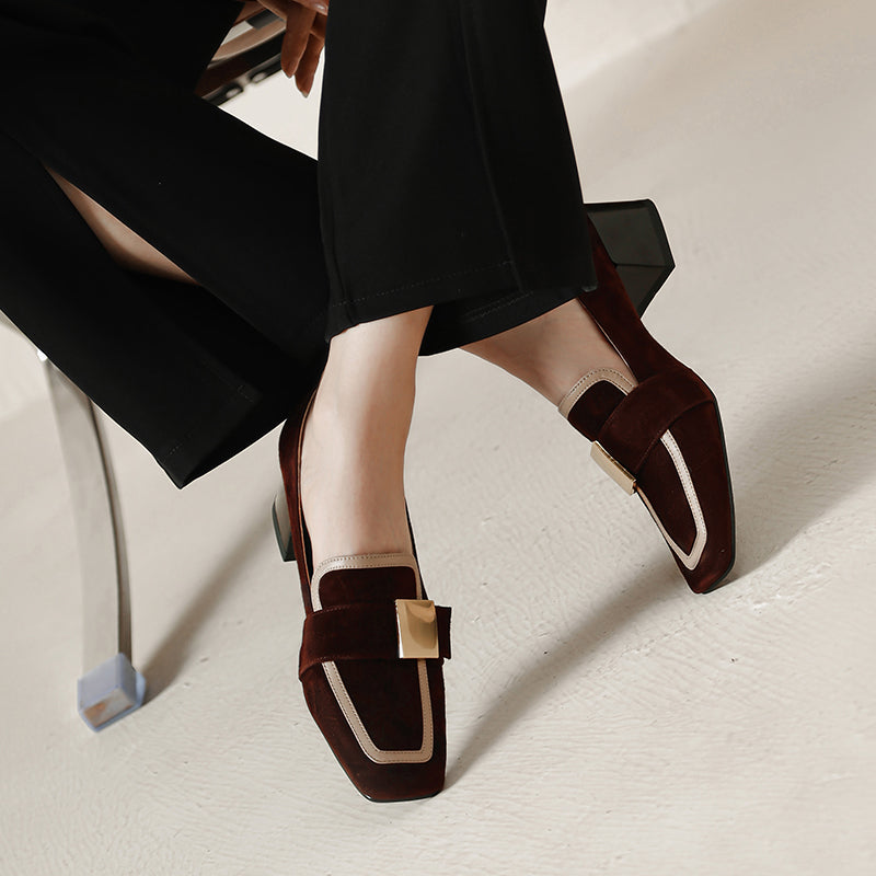 Brown Suede Loafers with Heels