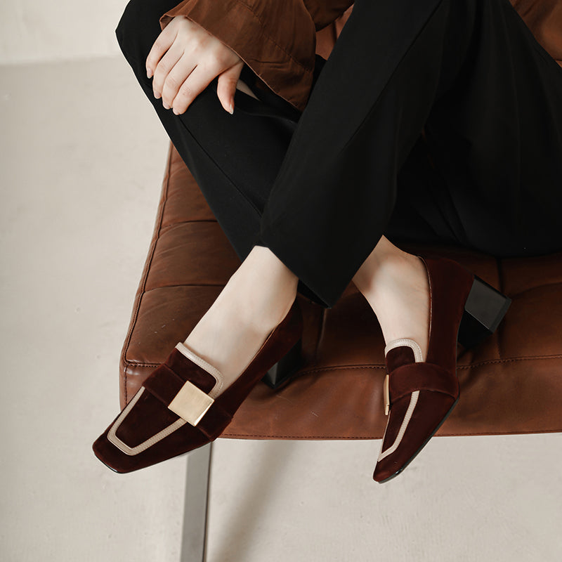 Brown Suede Loafers with Heels