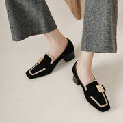 Black Suede Loafers with Heels
