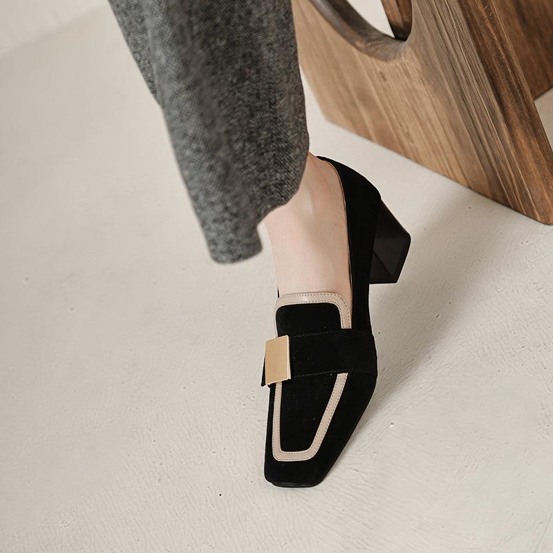 Black Suede Loafers with Heels