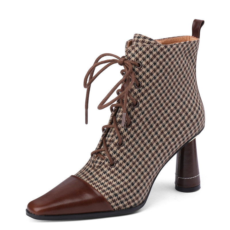 Darcy Plaid Vintage Handmade Lace up Ankle Boots