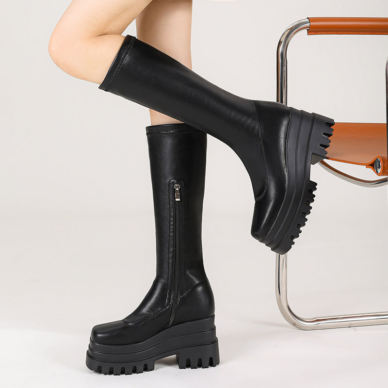 Black Platform Sock Boots