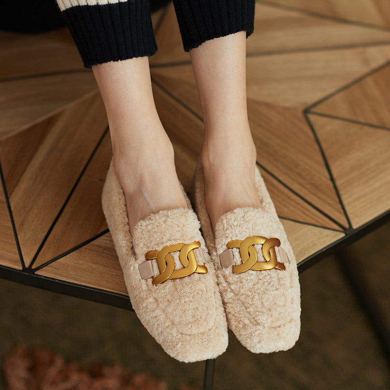 Zaynab Wool Loafers with Chain